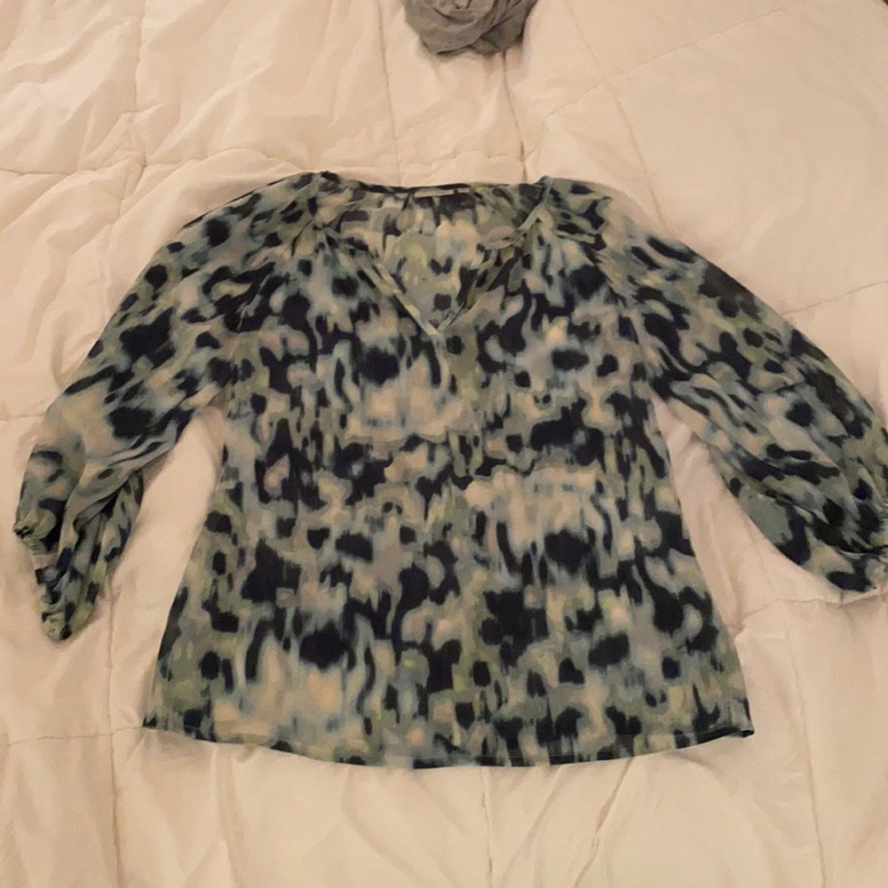 Beautiful blue, green, white blouse.